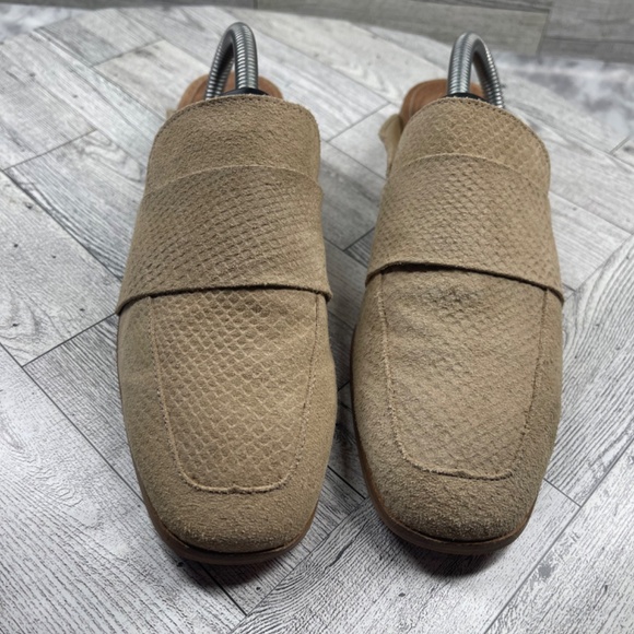 Free People Mules Women 38.5 / 8M At Ease Shoes Brown Tan Suede Embossed Snake - Picture 5 of 16
